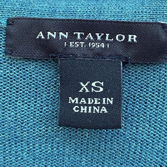 Ann Taylor Teal Blue Open Drape Silk Blend Cardigan/Topper Sz XS EUC! - Picture 3 of 4